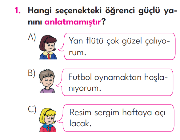 3.Sınıf 1. Hafta Değerlendirme Testi