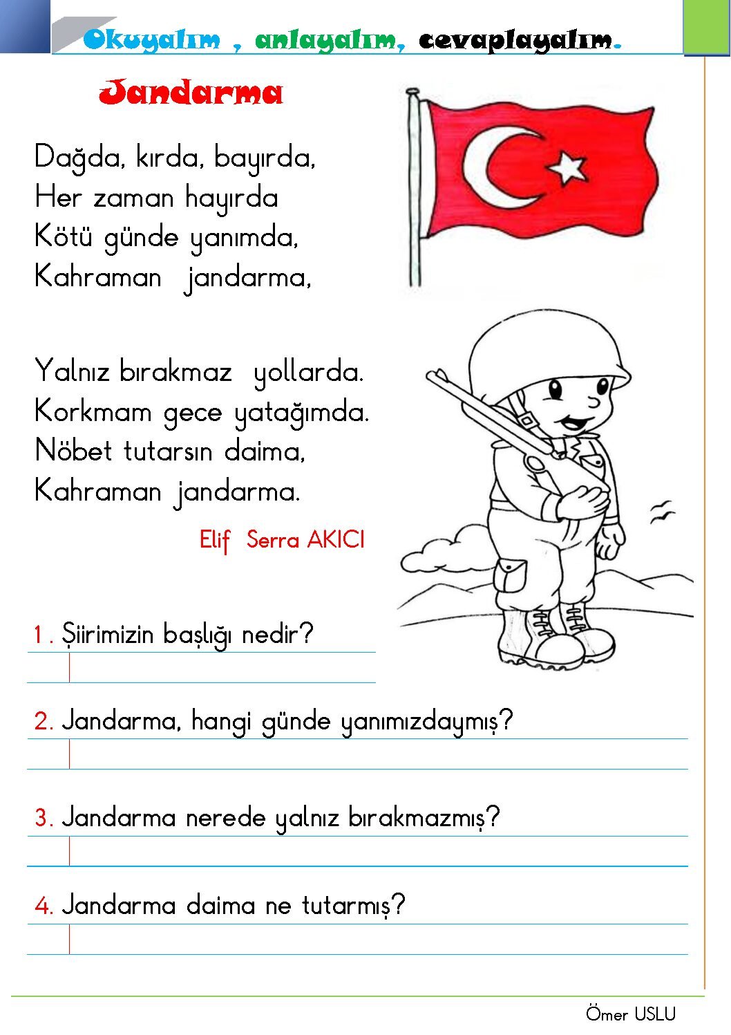 1. Sınıf Türkçe Harf Bilgisi Etkinliği 1