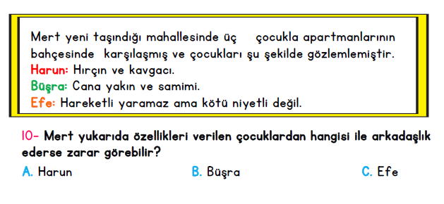 3. Sınıf İlkokul Evim Türkiye Geneli Süreç İzleme Sınavı 1