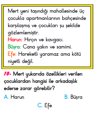 3. Sınıf İlkokul Evim Türkiye Geneli Süreç İzleme Sınavı 3