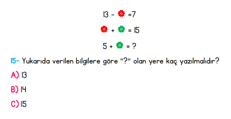 1. Sınıf Türkiye Geneli Kazanım Değerlendirme Sınavı 1