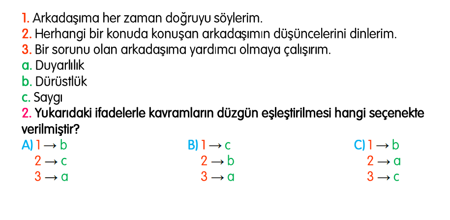 3. Sınıf Türkiye Geneli Kazanım Değerlendirme Sınavı 4