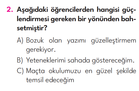 3.Sınıf 1. Hafta Değerlendirme Testi