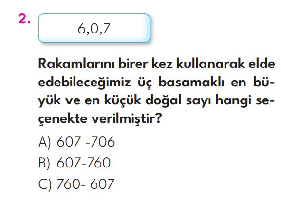 3.Sınıf 1. Hafta Değerlendirme Testi