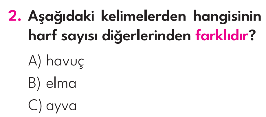 2.Sınıf 1. Hafta Değerlendirme Testi