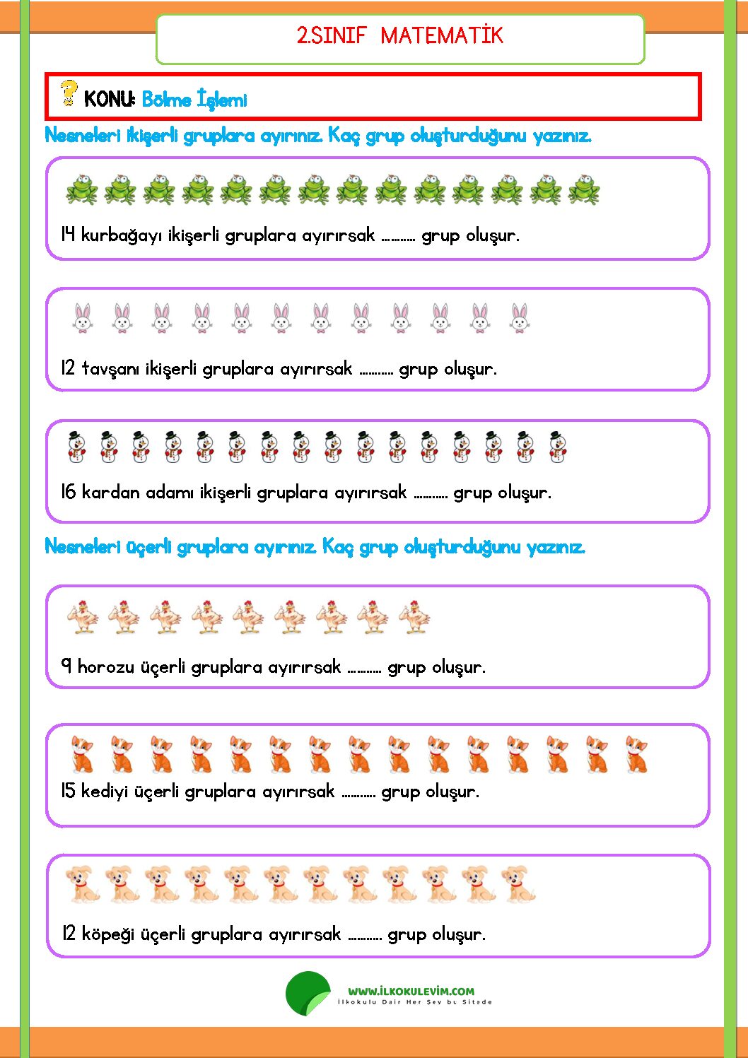 2. Sınıf Matematik Bölme İşlemi Etkinliği 4