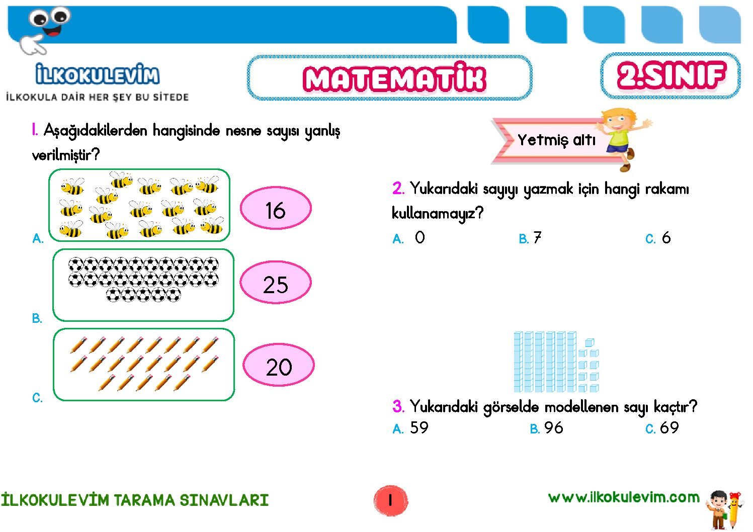 2. Sınıf Matematik Tarama Sınavı 1