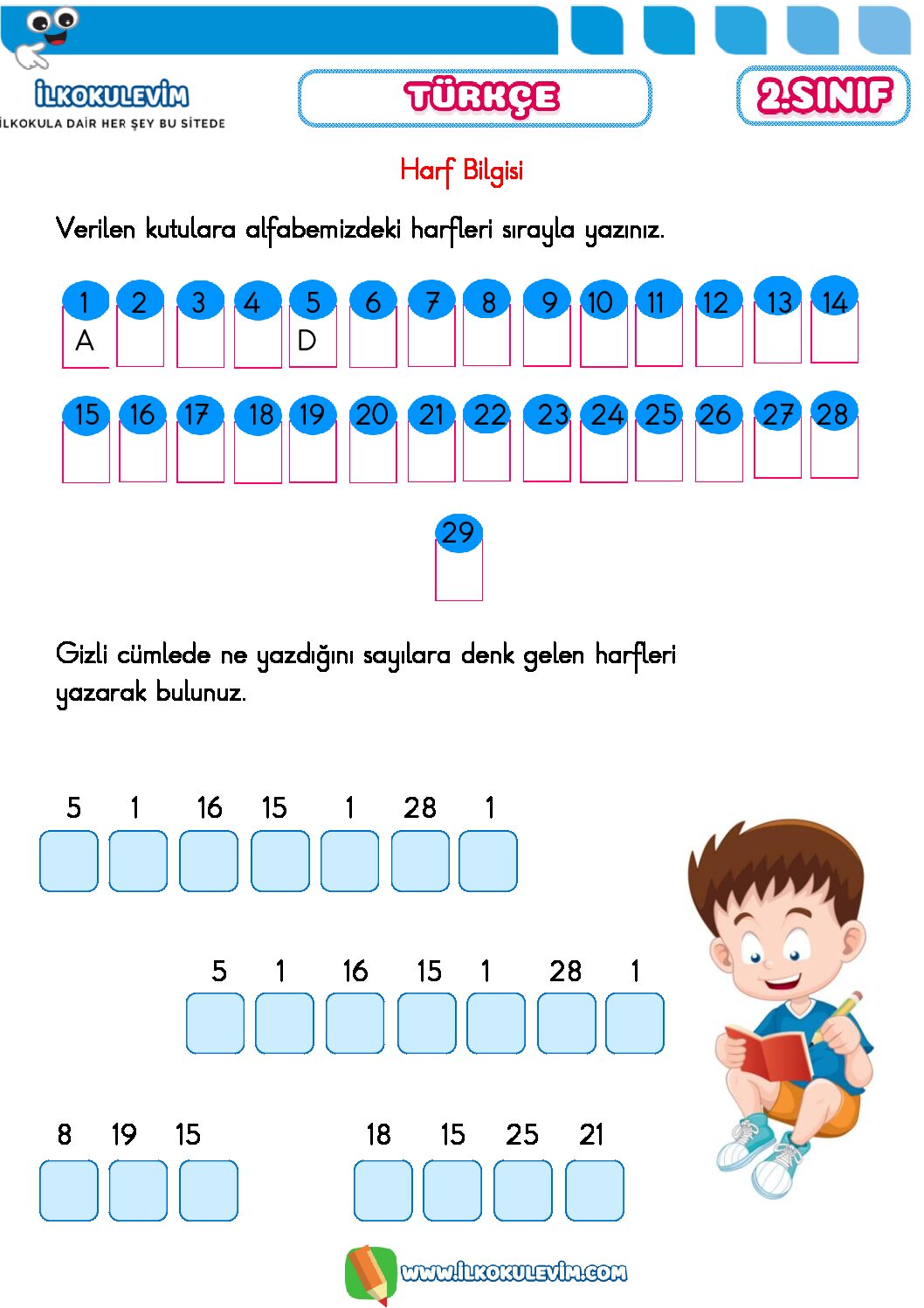 2. Sınıf Türkçe Telafi Eğitimi Harf ve Hece Bilgisi Etkinliği