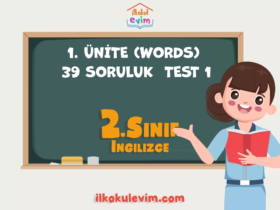 2.Sınıf İngilizce 1.Ünite (WORDS) 39 Soruluk Test-1