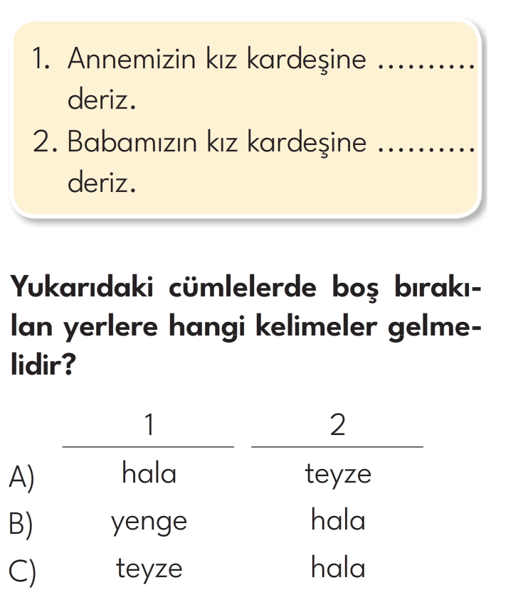 2.Sınıf 8. Hafta Değerlendirme Testi