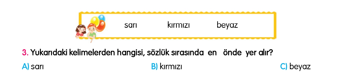 2. Sınıf 1-2-3-4. Hafta Tarama Sınavı