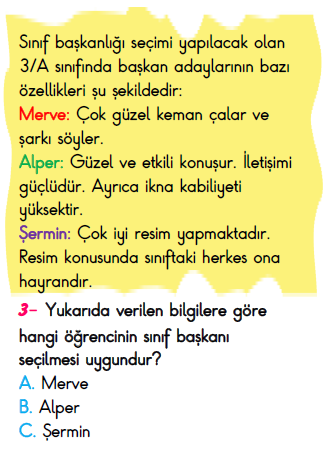 3. Sınıf İlkokul Evim Türkiye Geneli Süreç İzleme Sınavı 3