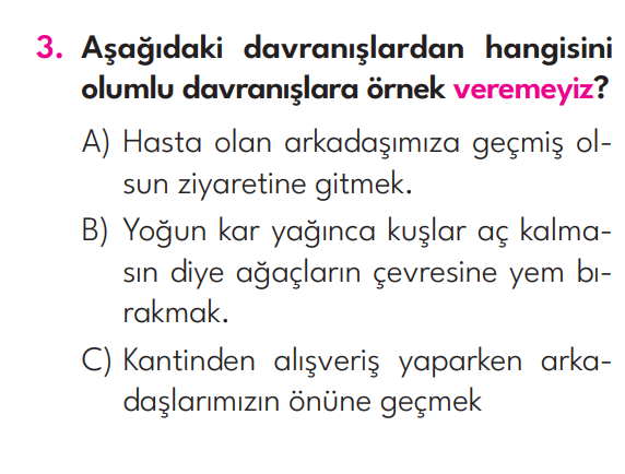 3.Sınıf 1. Hafta Değerlendirme Testi