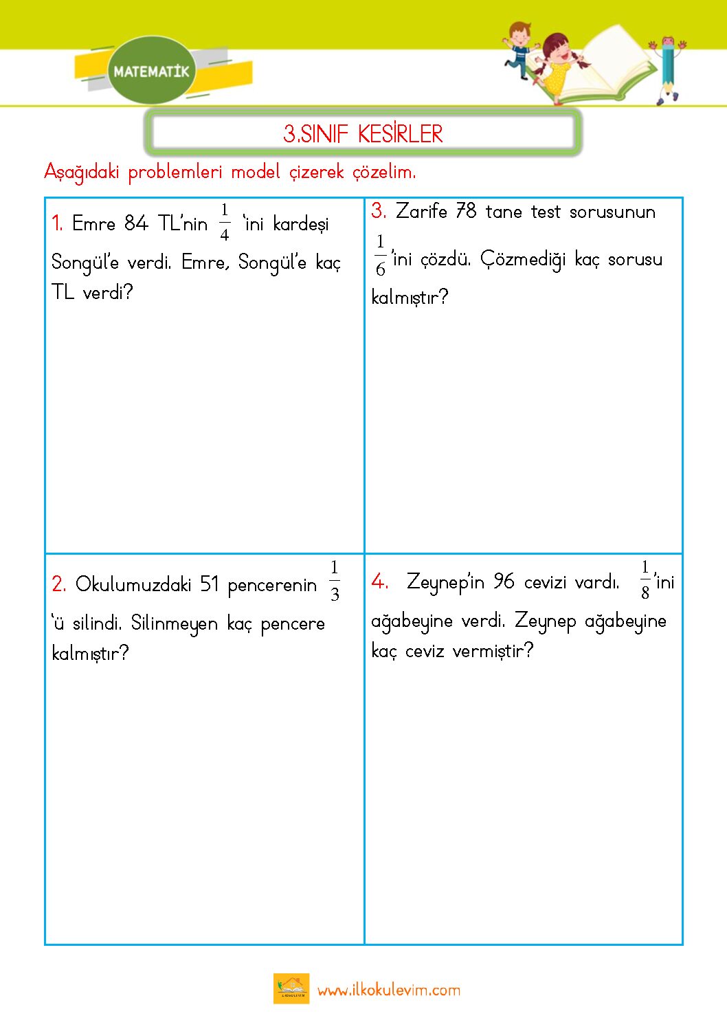 3. Sınıf Matematik Bir Çokluğun Belirtilen Kısmını Bulma