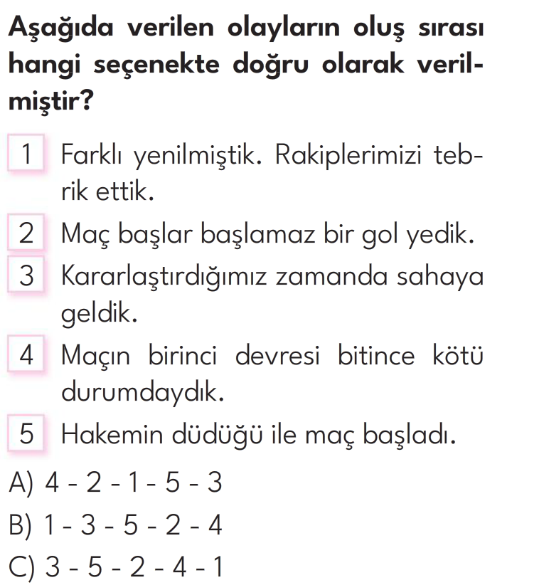 3.Sınıf 8. Hafta Değerlendirme Testi