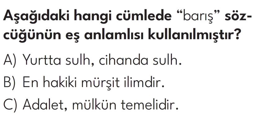 3.Sınıf 8. Hafta Değerlendirme Testi