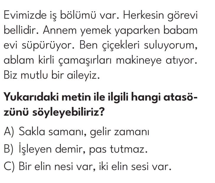 3.Sınıf 8. Hafta Değerlendirme Testi