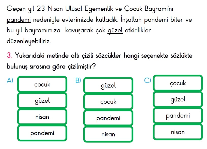 2. Sınıf Türkiye Geneli Ölçme ve Değerlendirme Sınavı 2