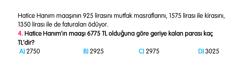 4. Sınıf Türkiye Geneli Kazanım Değerlendirme Sınavı 4