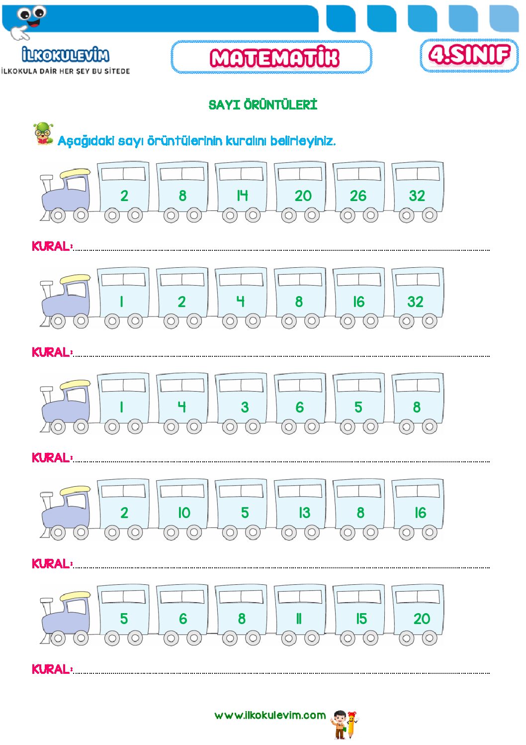 4. Sınıf Matematik Sayı Örüntü Etkinlikleri 1