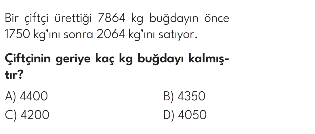 4.Sınıf 8. Hafta Değerlendirme Testi