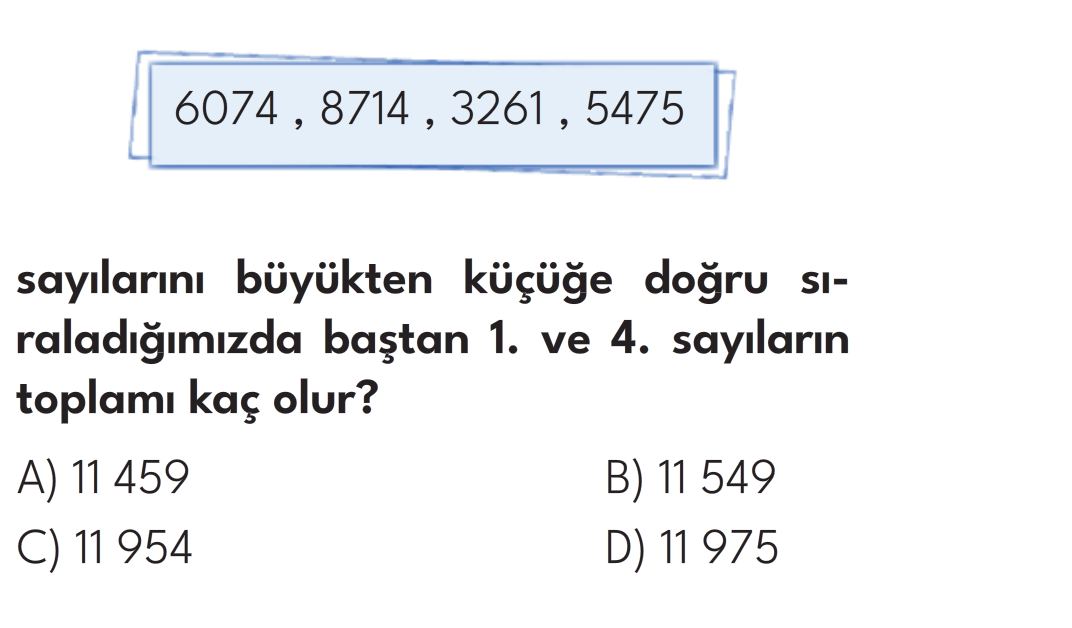 4.Sınıf 8. Hafta Değerlendirme Testi