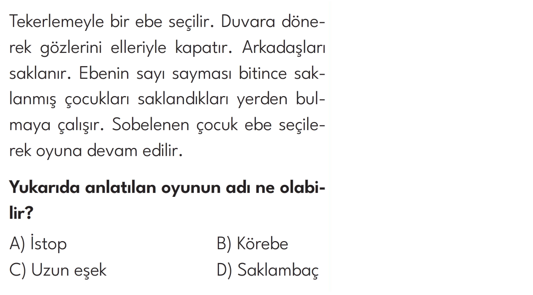 4.Sınıf 8. Hafta Değerlendirme Testi