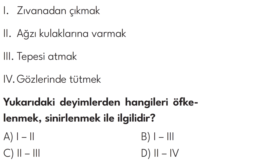 4.Sınıf 8. Hafta Değerlendirme Testi