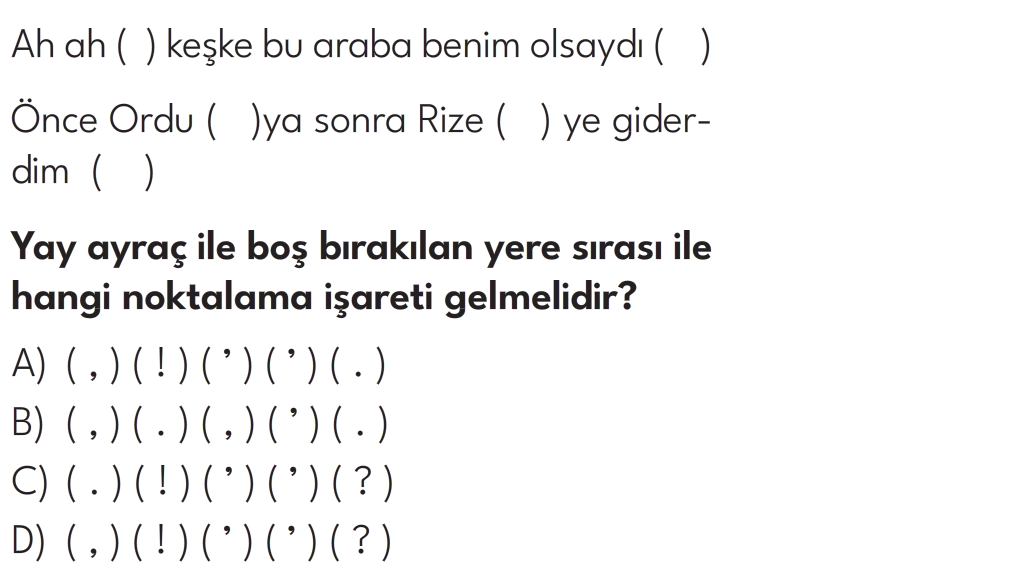 4.Sınıf 8. Hafta Değerlendirme Testi