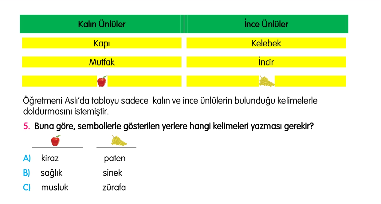 2. Sınıf 1-2-3-4. Hafta Tarama Sınavı