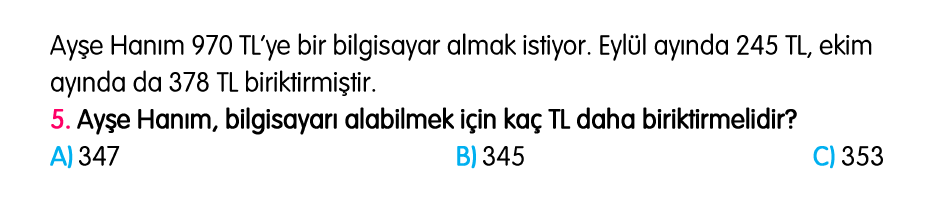 3. Sınıf Türkiye Geneli Kazanım Değerlendirme Sınavı 4