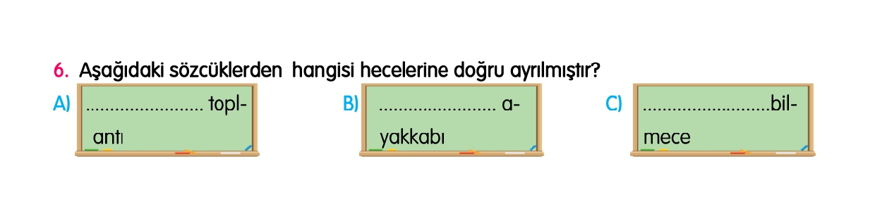 2. Sınıf 1-2-3-4. Hafta Tarama Sınavı