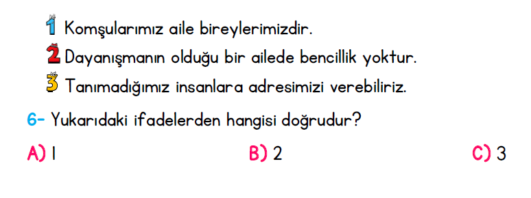 1. Sınıf Türkiye Geneli Kazanım Değerlendirme Sınavı 1