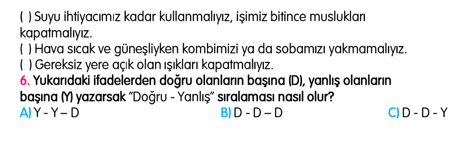 3. Sınıf Türkiye Geneli Kazanım Değerlendirme Sınavı 4