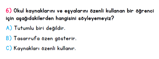 2. Sınıf İlkokul Evim Türkiye Geneli Süreç İzleme Sınavı 1