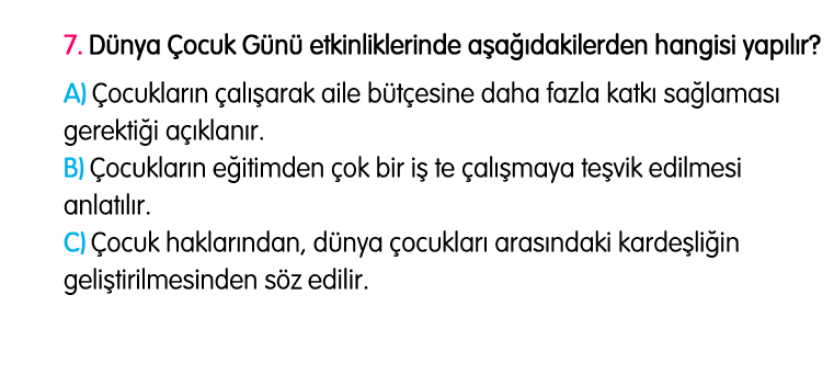 2. Sınıf Türkiye Geneli Kazanım Değerlendirme Sınavı 4