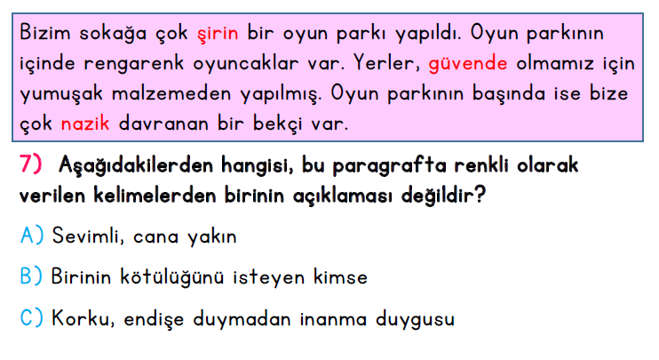 2. Sınıf İlkokul Evim Türkiye Geneli Süreç İzleme Sınavı 1