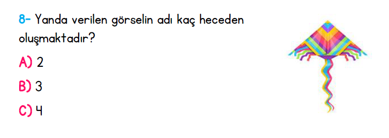 1. Sınıf Türkiye Geneli Kazanım Değerlendirme Sınavı 1