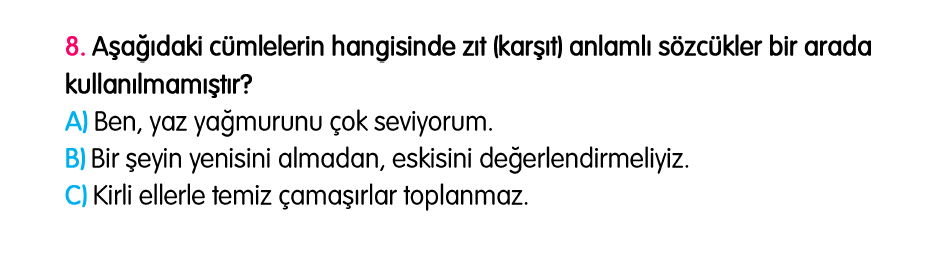 3. Sınıf Türkiye Geneli Kazanım Değerlendirme Sınavı 4