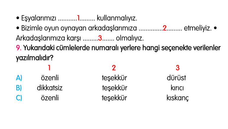 2. Sınıf Türkiye Geneli Kazanım Değerlendirme Sınavı 4