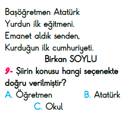 2. Sınıf İlkokul Evim Türkiye Geneli Süreç İzleme Sınavı 3