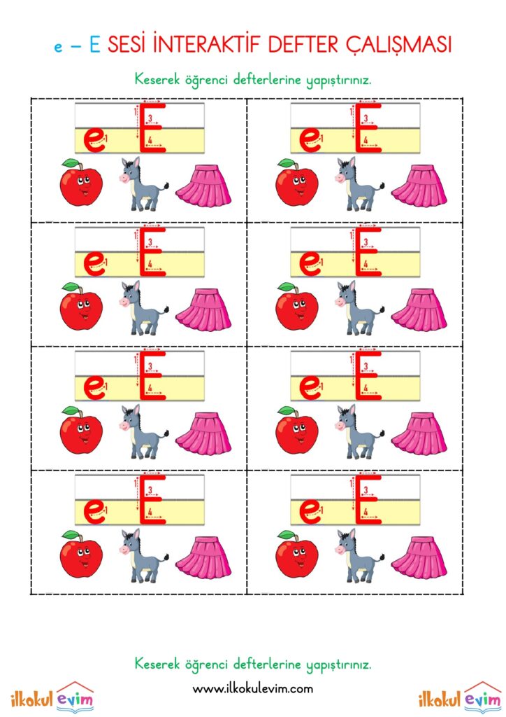 1. Sınıf E Sesi İnteraktif Defter Etkinliği