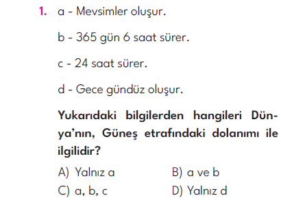 4.Sınıf 4. Hafta Değerlendirme Testi