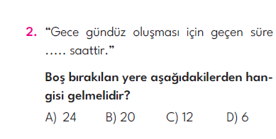 4.Sınıf 4. Hafta Değerlendirme Testi