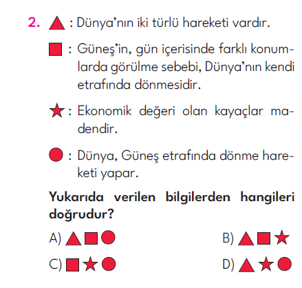 4.Sınıf 5. Hafta Değerlendirme Testi