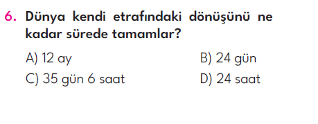 4.Sınıf 5. Hafta Değerlendirme Testi