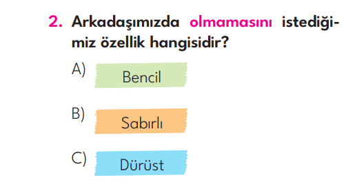 3.Sınıf 2. Hafta Değerlendirme Testi