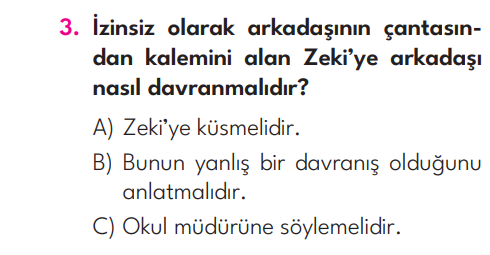 3.Sınıf 2. Hafta Değerlendirme Testi