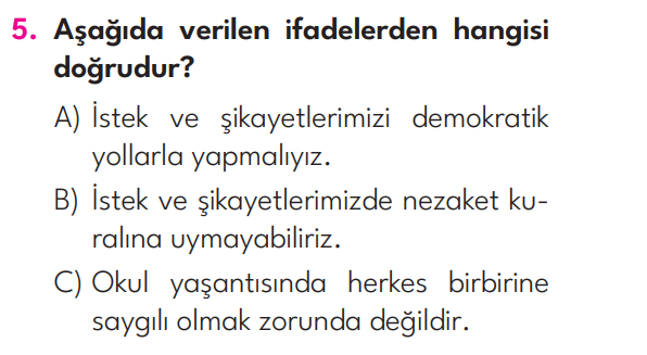 3.Sınıf 6. Hafta Değerlendirme Testi