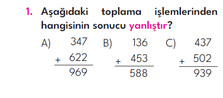 3.Sınıf 5. Hafta Değerlendirme Testi